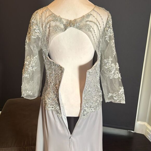 Women’s Gray Chiffon Full Length Formal Mother of the Bride Dress ZipBack Size 8 - Picture 10 of 15